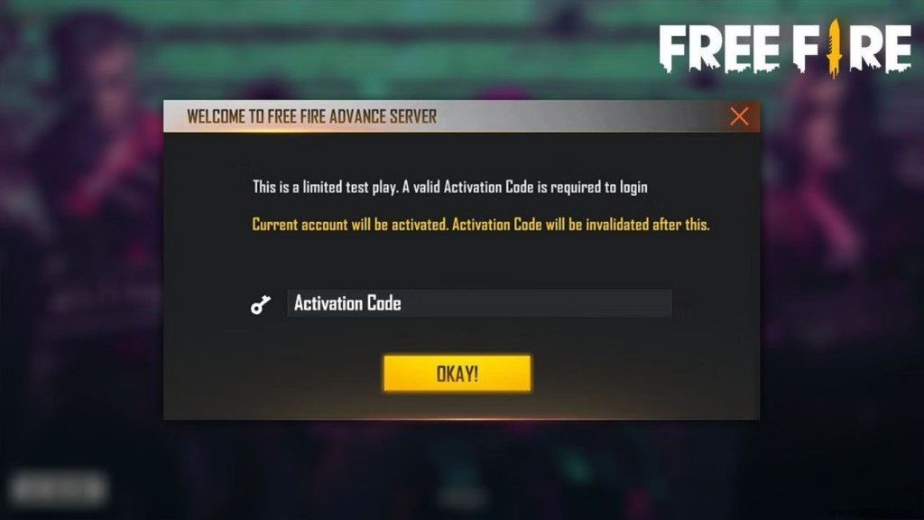 How to get activation code for Free Fire OB33 Advance Server? 