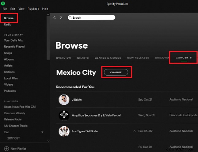 Use Spotify to see if your favorite bands are playing nearby