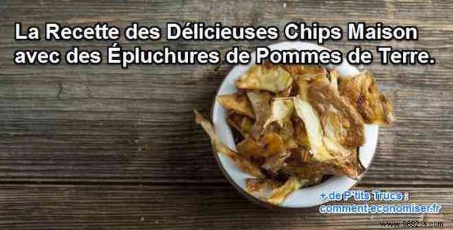 The Recipe for Delicious Homemade Crisps with Potato Peelings. 