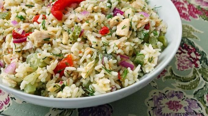Easy Economical Recipe:Leftover Rice in Salad. 