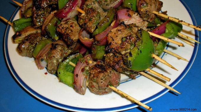 Cheap and Easy Recipe:Leftover Meat on Skewers. 