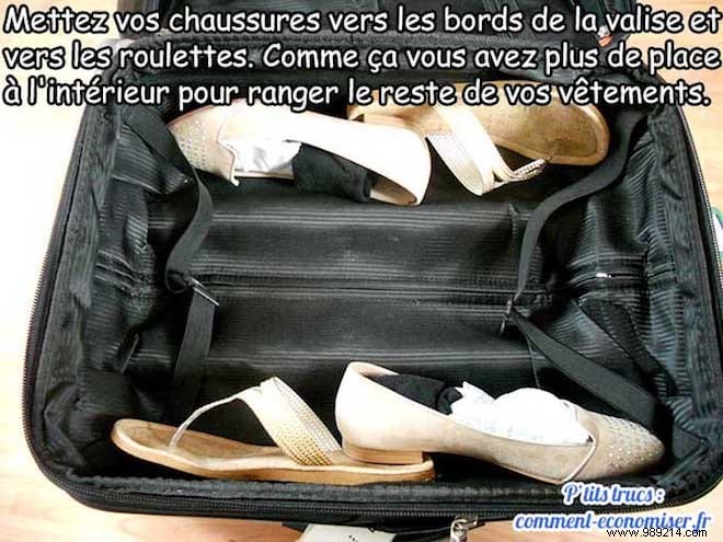 The Tip To Make Your Shoes Take Up Less Space In Your Suitcase. 