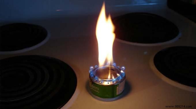 The camping tip for making a stove with a can. 