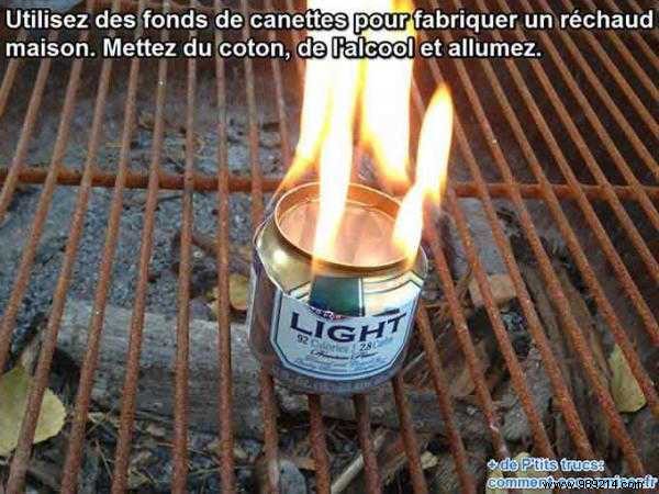 The camping tip for making a stove with a can. 