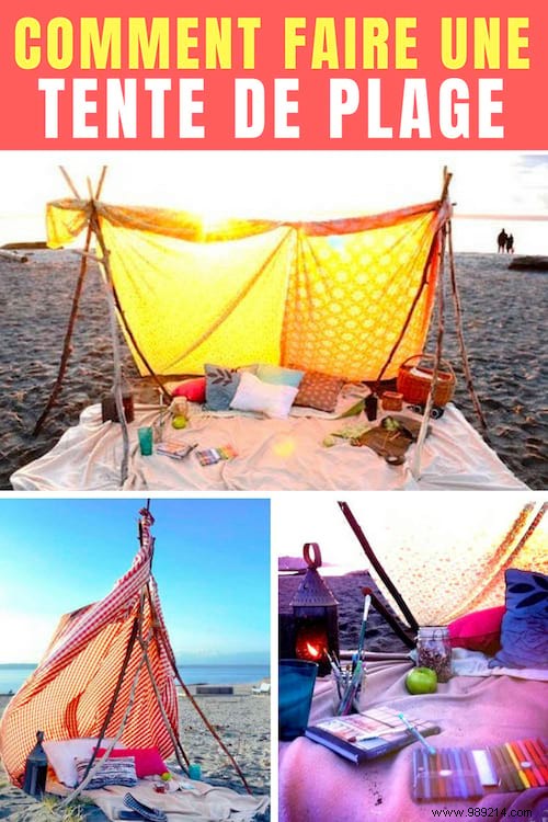 Poles + Old Sheet =A Gorgeous Bohemian Beach Tent! 