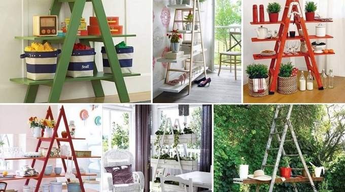 How to Recycle a Double Ladder into an Original Shelf? 