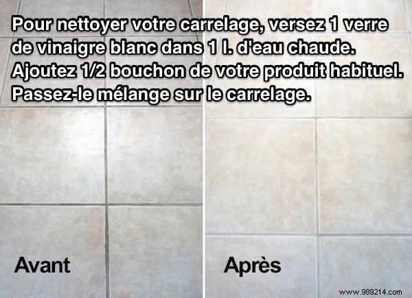 Dirty Tile In The Bathroom:Use White Vinegar. 