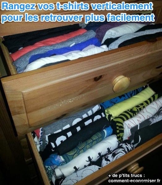 A Clever New Way To Store Your T-Shirts In A Drawer. 
