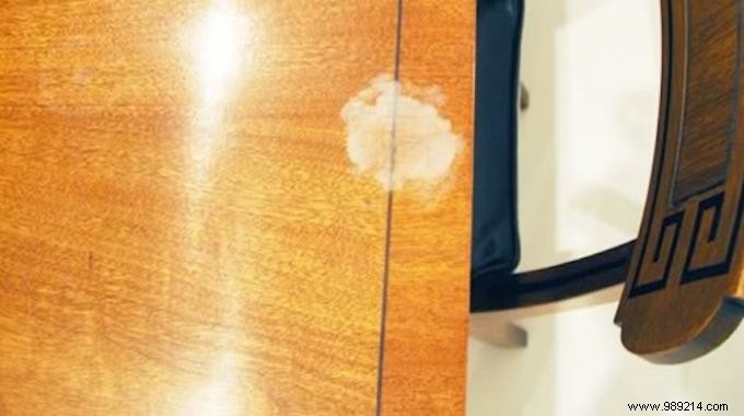 How to remove a white stain from a wooden table. 