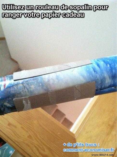 The Tip for Easily Storing Wrapping Paper Rolls. 