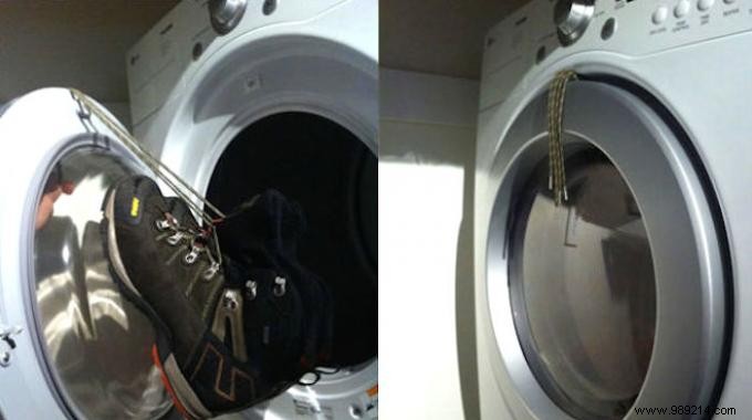 The right way to stop messing up your shoes in the dryer. 