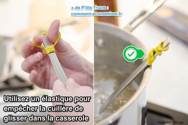 Finally, a tip to prevent the spoon from slipping in the pan. 