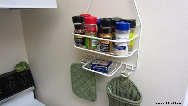 Use a Shower Shelf as Spice Storage. 