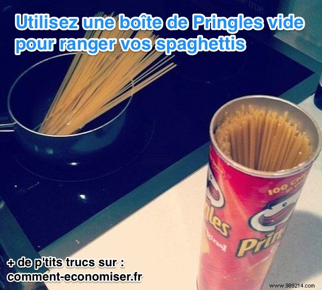 A tip for easily storing your spaghetti. 