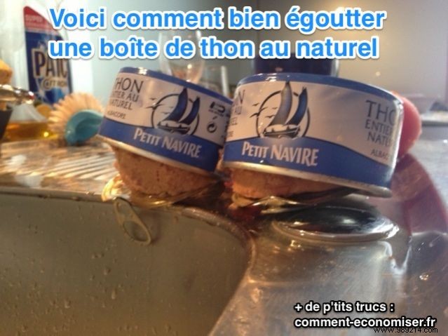A Little Trick For Properly Draining a Can of Natural Tuna. 