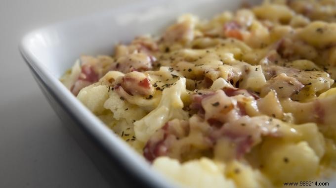 A Really Economical Recipe:Cauliflower Gratin with Bacon. 