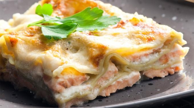 Friendly and Tasty:Salmon Lasagna at €3.47 per person. 