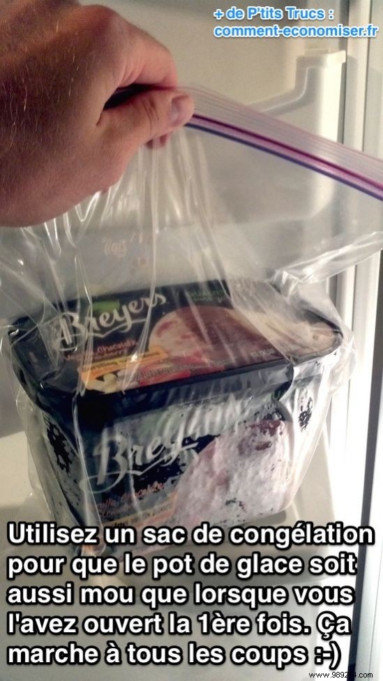 The tip to ensure that the tub of ice cream is always soft when it comes out of the freezer. 