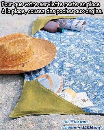 The trick to stop your beach towel from blowing away. 