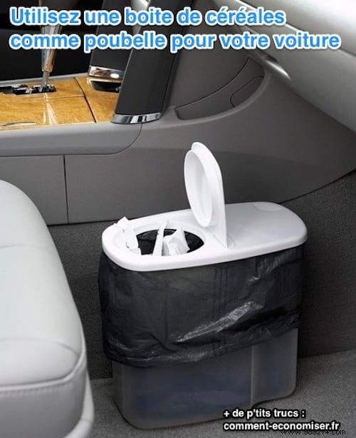 Need a Bin in the Car? Try a Plastic Cereal Box. 