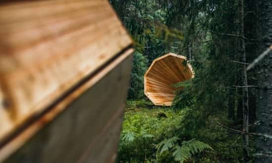 Huge Wooden Megaphones Amplify Forest Sounds in Estonia. 