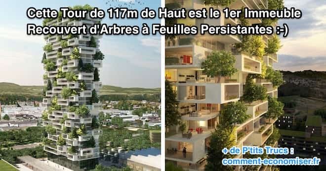 This Residential Tower of 117 Meters is the First Building Covered with Evergreen Trees. 