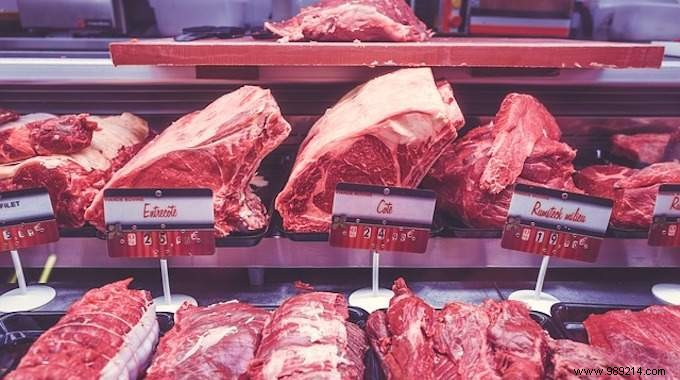 Shop while buying less meat. 
