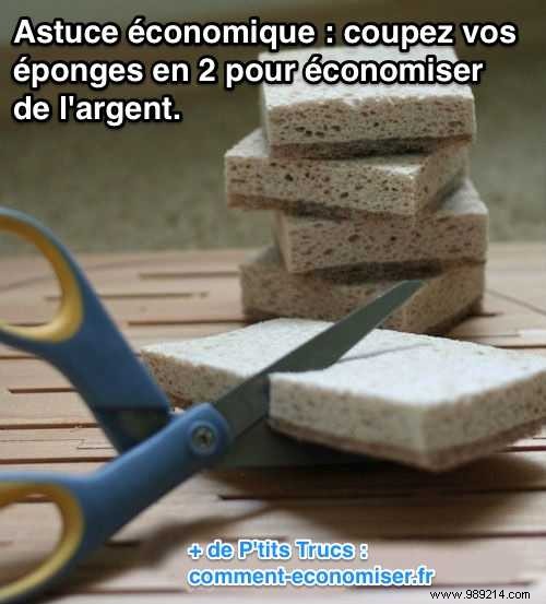 Money-saving tip:Cut your sponges in half to save money. 