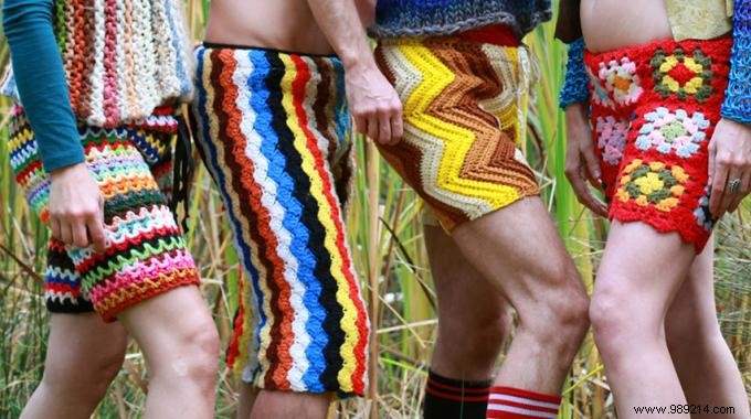 A New Fashion For Men? Crochet Shorts Made From Recycled Materials. 