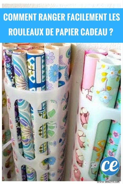 How to easily store several rolls of wrapping paper? 