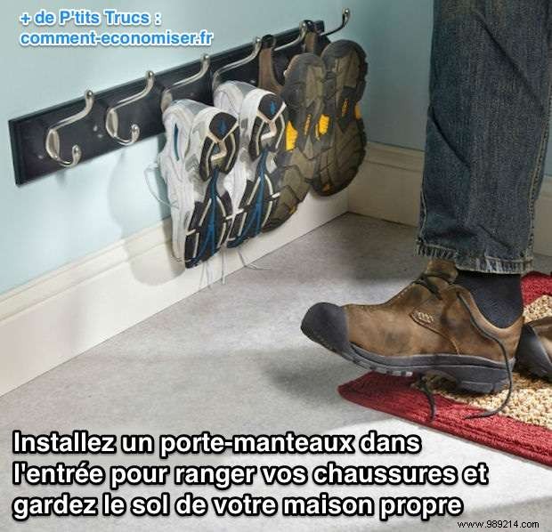 Install a Coat Rack in the Entrance to Store Your Shoes. 