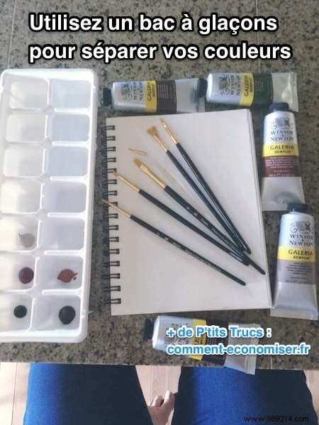 Painting Tip:Use an Ice Cube Tray To Separate Colors. 