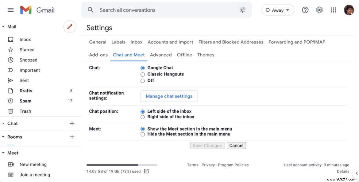 How to hide Google Meet in the Gmail desktop app 