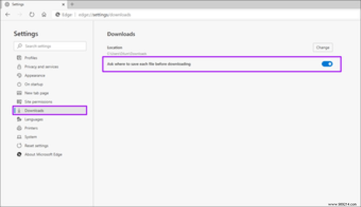 How to Change Download Location in Microsoft Edge Chromium 