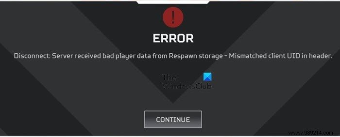 Fix Apex Legends Server received bad player data error 