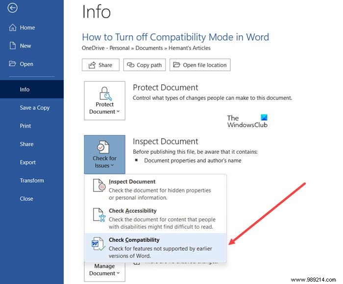 How to Disable Compatibility Mode in Word 