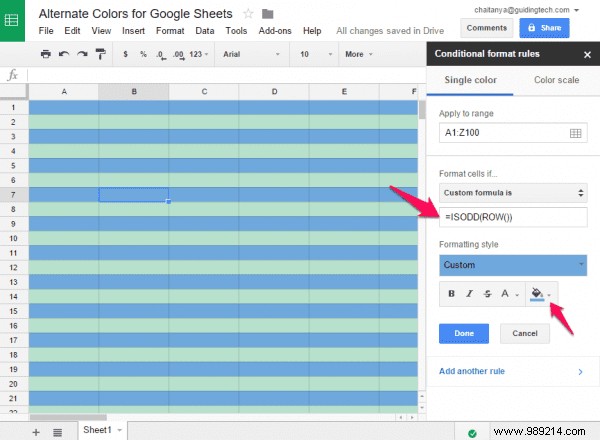 How to Color Alternate Rows or Columns in Google Sheets 