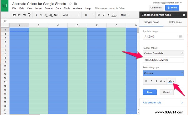 How to Color Alternate Rows or Columns in Google Sheets 