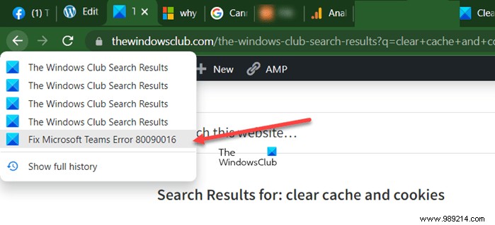 Browser back button not working on Windows PC 
