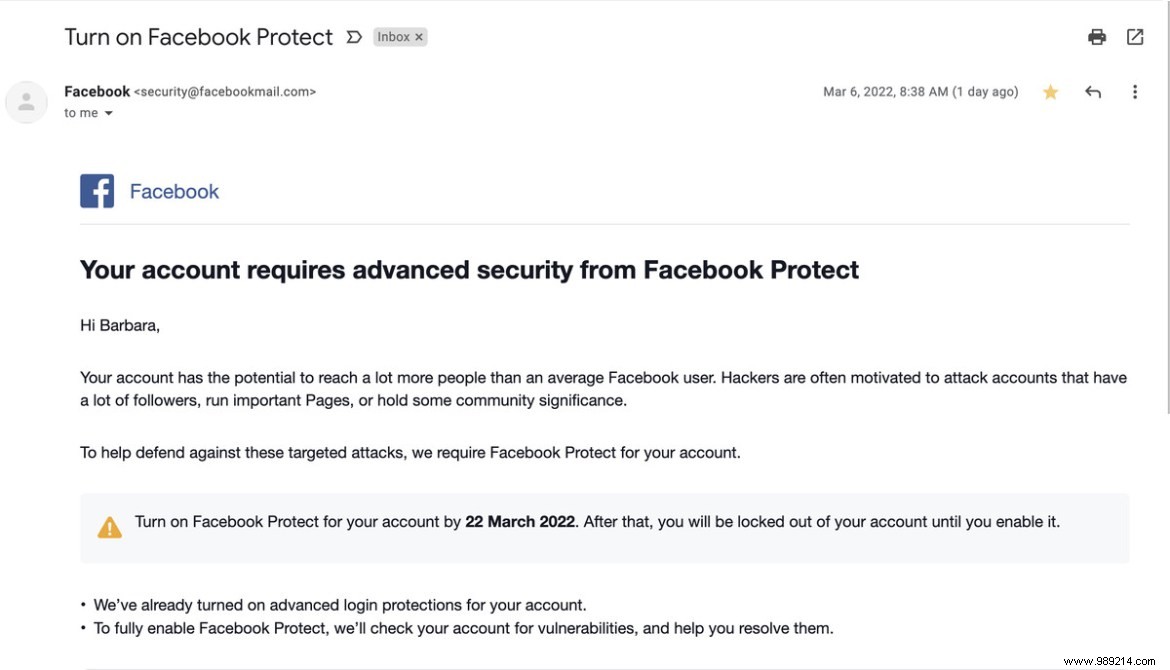 How to activate Facebook Protect 