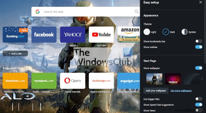 How to Change Home Page Wallpaper in Opera Browser 