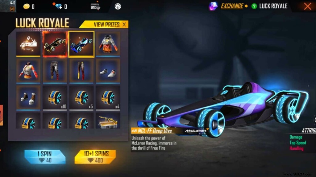 Fire McLaren Royale Free Spin Event:Get Legendary  MCL-FF  Ride and Deep Dive Car Skin! 