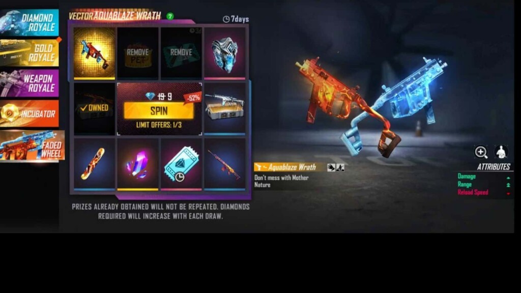 How to get Vector Aquablaze and PARAFAL Red Fury in Free Fire? 