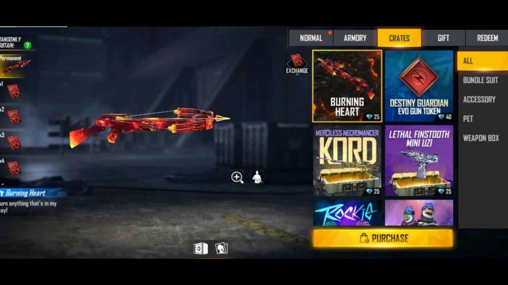 How to get Burning Heart in Free Fire Store? 