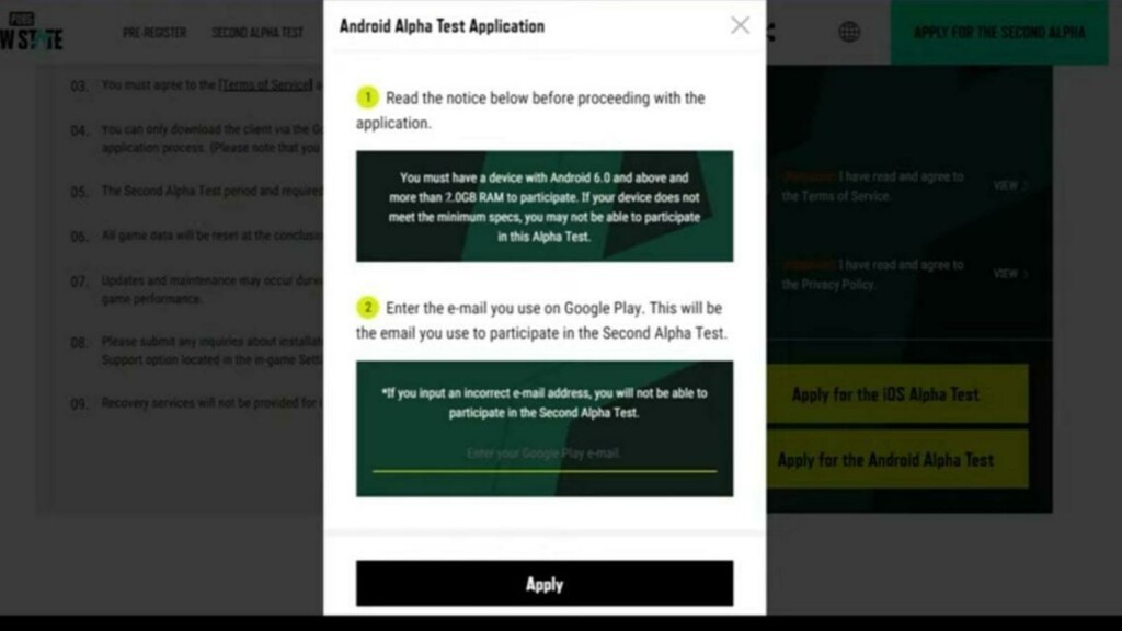 How to register for the second alpha test of PUBG New State? 