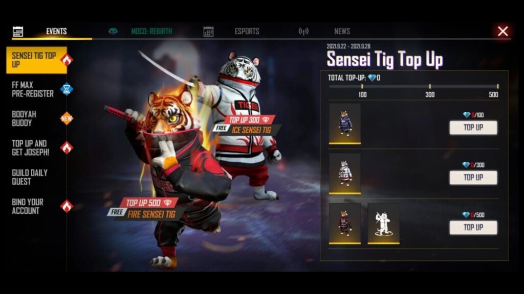 Free Fire Sensei Tig Recharge Event:Everything You Need to Know! 