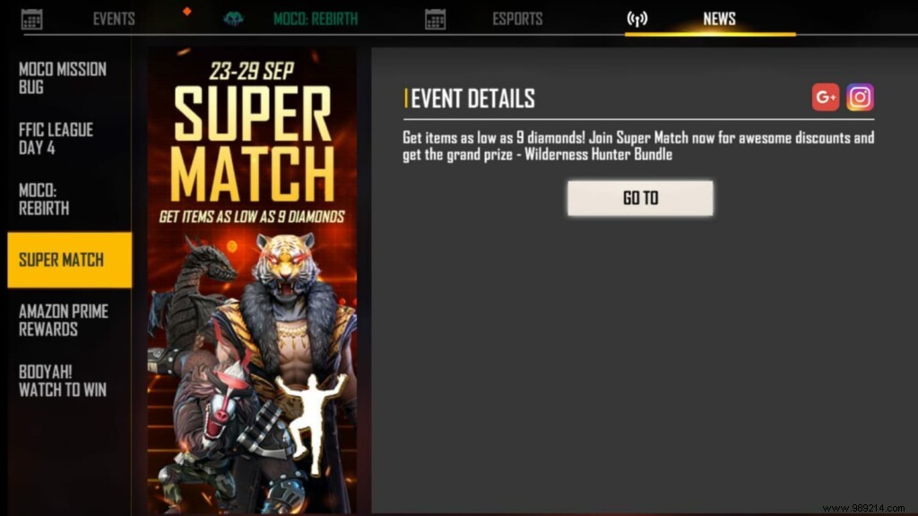 Free Fire Supermatch Event:Get an Elite Pass, Bundle, Pet and More for Just 9 Diamonds 