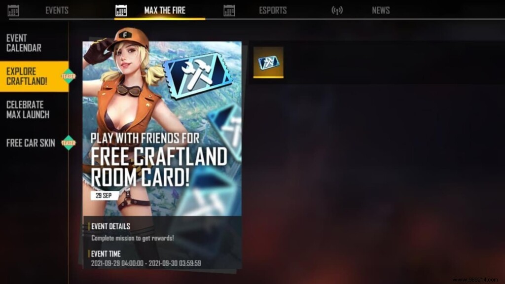 How to get Craftland Room card in Free Fire? 