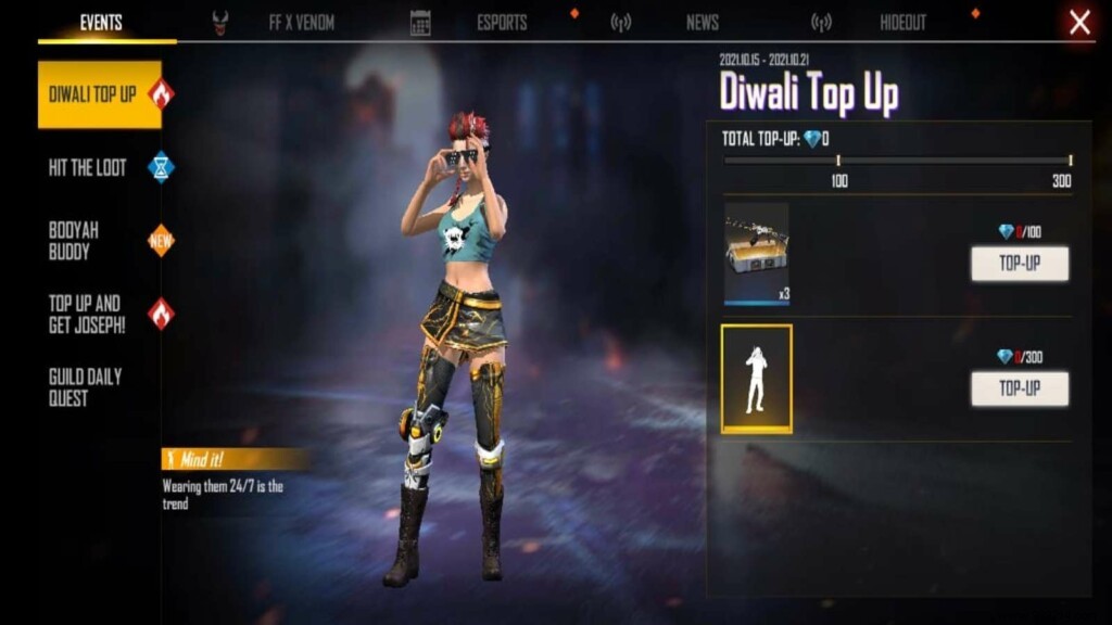 How to get Mind it Emote for free during Free Fire Diwali Top up event? 