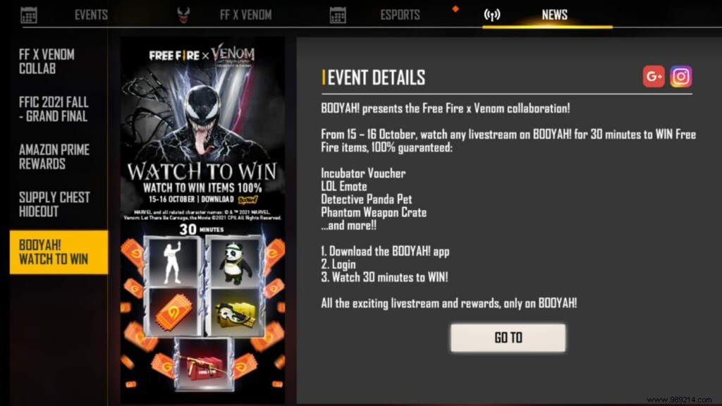 Fire x Venom Watch to Win Free Event:Get Rewards and Vouchers! 